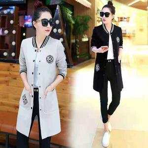 Korean Long baseball uniform for Women Long Sleeve Coat Fat Female can wear Loose Plus size Spring and Autumn Baseball cloth outerwear for lady Windbreaker jacket New