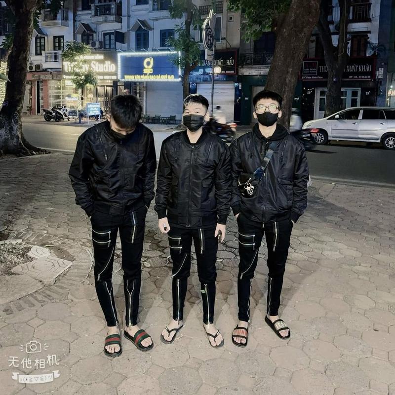 Quần jean đen D2 thêu khoá zip dọc ống chân phong cách biker mặc đi học đi chơi TH 829 Menswear Nam Pants Có Túi