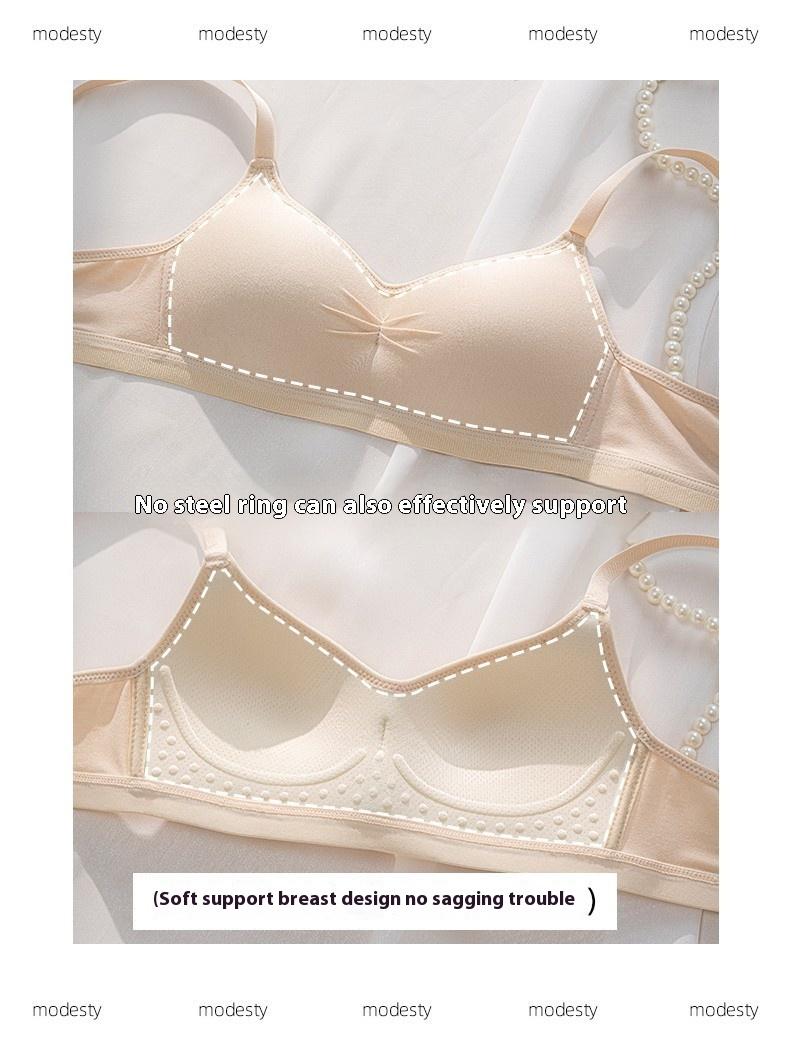Product Introduction of Japanese Style Thin Push-Up Side Support Bra, Slimming Back Student Lingerie adjustable push up bra Wireless Seamless Sports Bra Wireless Seamless Single Layer Bralette Cotton Gathered Girls Bra 2