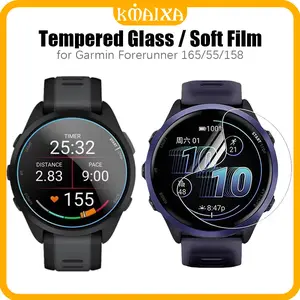 Anti Gores Film for Garmin Forerunner 165/Forerunner 55/Forerunner 158 Soft /Tempered Glass Screen Protector Accessories for Jam Tangan for Smartwatch Garmin Forerunner 165/Forerunner 55/Forerunner 158