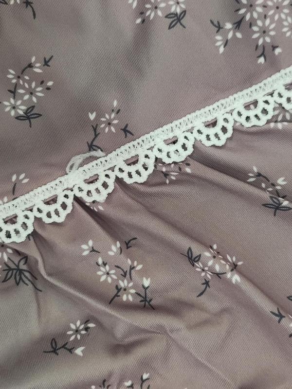 Women's Ditsy Floral Print Contrast Lace Crew Neck Nightdress, Elegant Casual Button Short Sleeve Round Neck Nightgown, Soft Comfortable Sleepwear for Women 7