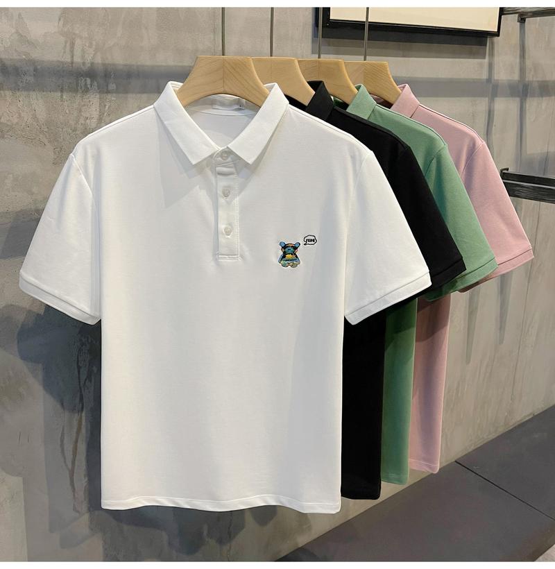 Product Introduction of New Bear Embroidery Polo Shirt Simple Fashion Men's Top 13