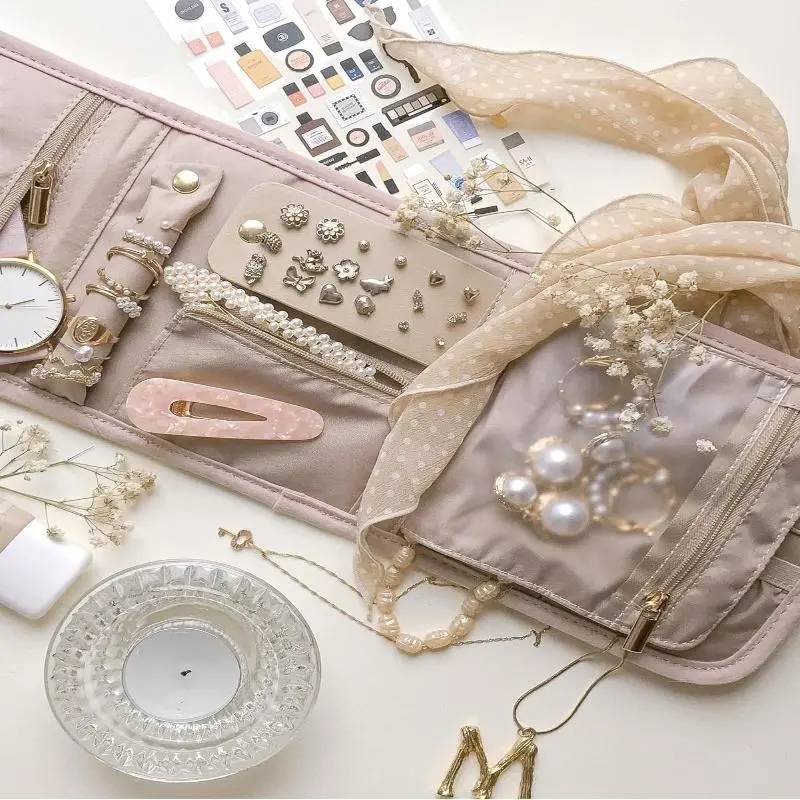 Travel Jewelry Storage Box, 1 Count Multi-functional Jewelry Organizer, Jewelry Storage Bag, Portable Jewelry Organizer for Necklace, Earrings, Bracelet, Ring 3