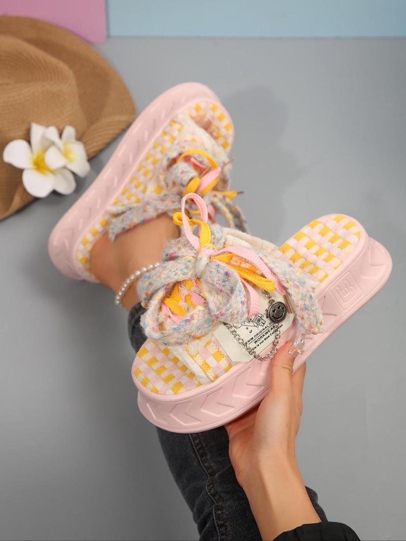Product Introduction of Women's Fashionable Platform Sandals, Casual Comfortable Wedge Sandals for Daily Wear, Lightweight Breathable Shoes for Women & Girls, Summer 3