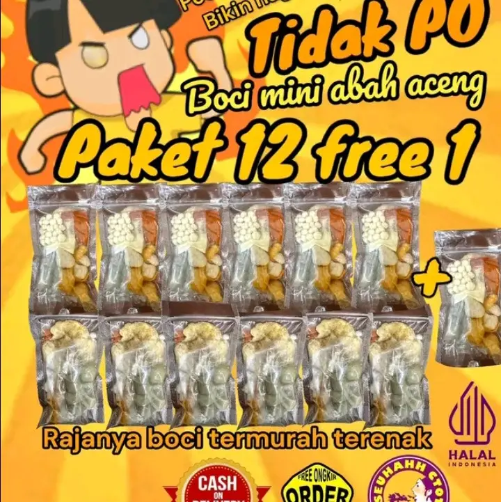 paket 12 +free 1 bungkus baso aci Abah Aceng tanpa jeruk limau