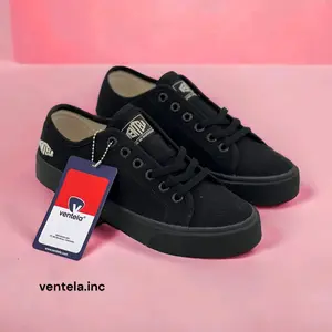 Ventela Alpha Low All Black Original - Sepatu Sneakers Casual Pria Wanita Shoes Hitam