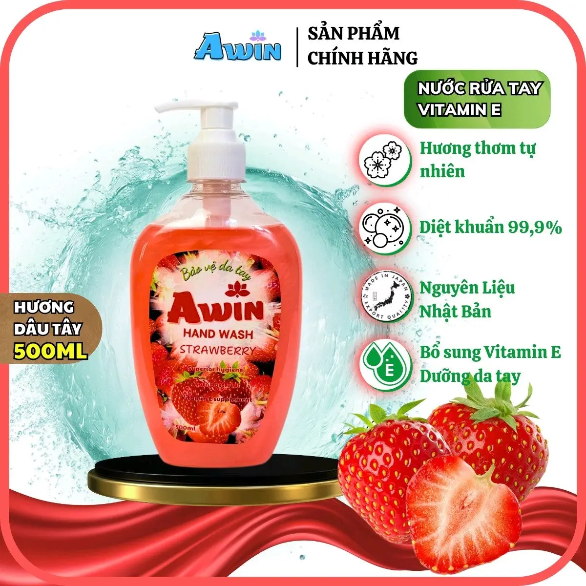 Nước rửa tay dưỡng da tay vitamin E - Awin