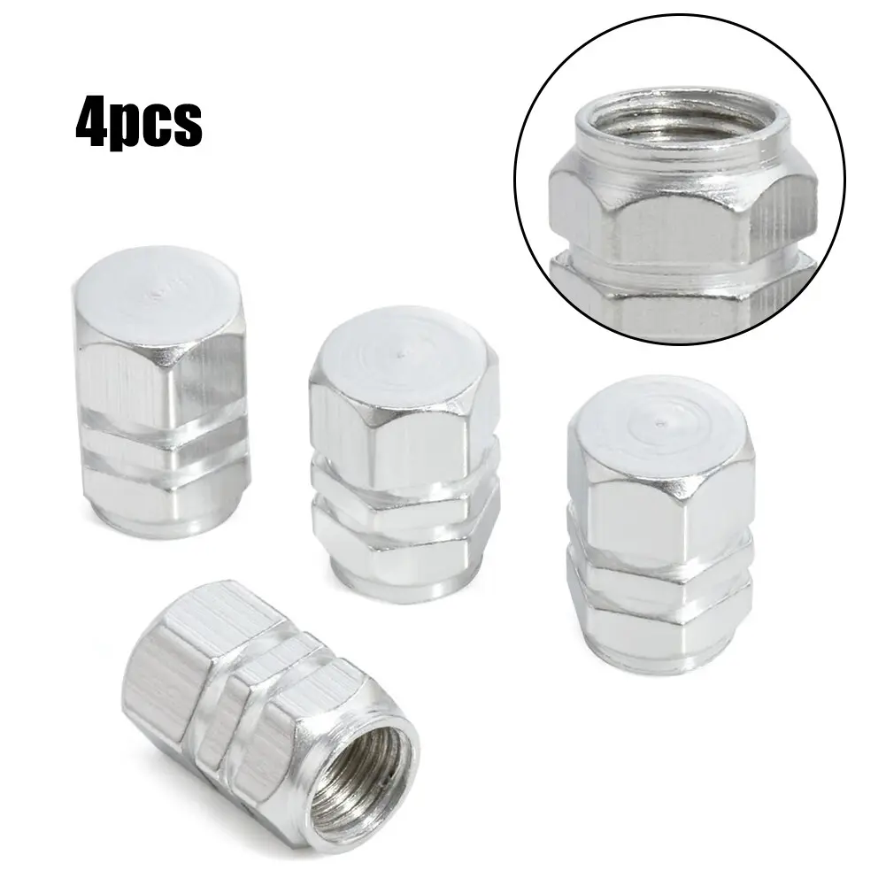 4X Silver Aluminum Tire Wheel Rims Stem Air Valve Cap Tyre Cover Car Truck Bike
