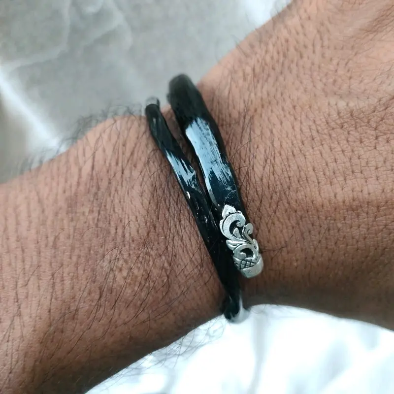 gelang akar Bahar hitam lentur minimalis Asesoris Elegan 4