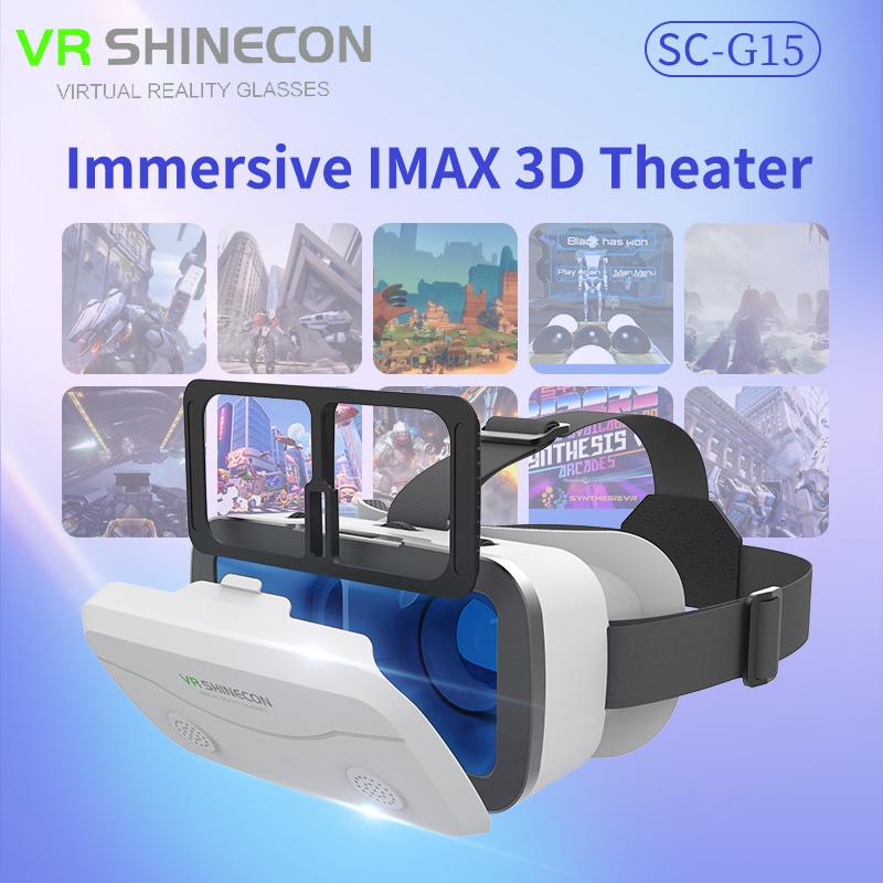 G15 IMAX Giant Screen Virtual Reality Glasses HD 3D Movie Google Cardboard Box VR Helmet for 4.7 7" Phone,Support Game Joystick