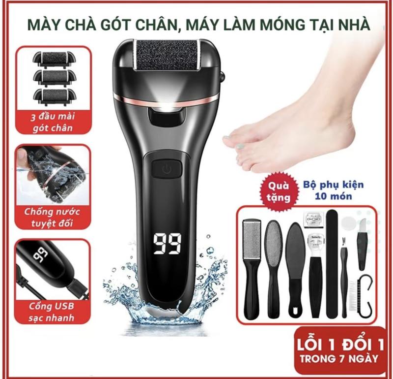 Máy Chà Gót Chân Tẩy Tế Bào Chết Tự Động Mẫu Mới Màn Hình LED 3 Đầu Mài 2 Tốc…