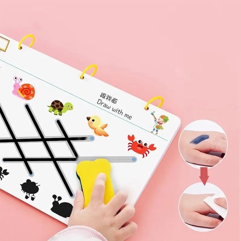 Đồ chơi tập tô vẽ thông minh xóa được 64 trang,Hình dán theo chủ đề trẻ em,Đồ Chơi Giáo Dục Montessori bảng  chữ  nổi  khiếm  thị 5