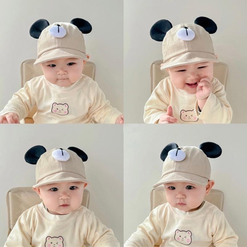 Mũ lưỡi trai đính tai mickey cute phong cách Hàn Quốc cho bé trai và bé gái 0-2 tuổi