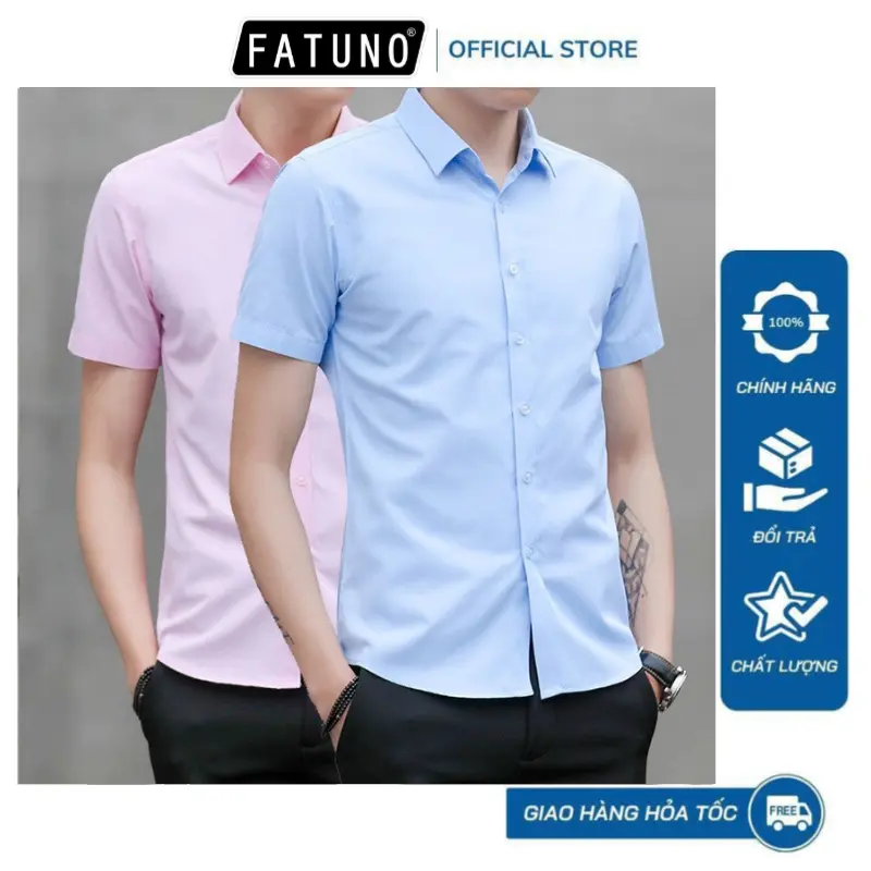 Áo Sơ Mi Nam Trắng Ngắn Tay Công sở Cotton Lụa Dáng Ôm Vải Mềm Mịn Không Nhăn Xù sominam  dep sơ  mi Menswear Shirt