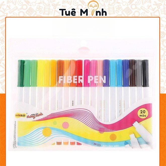 Bút lông màu Fiber Pen Colokit FP-C03 20 màu bút viết Calligraphy ngòi nón bút Thiên Long nét thanh nét đậm