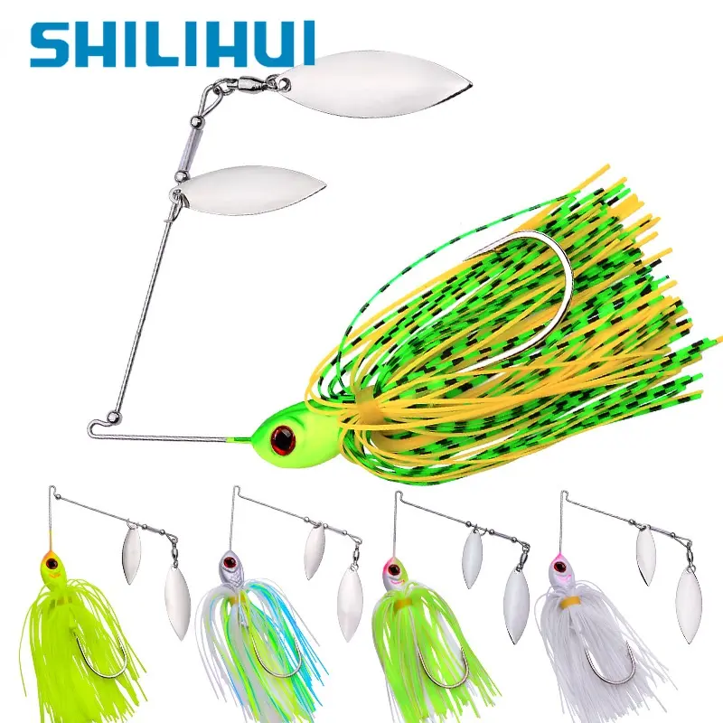 SHILIHUI Spinner Bait 10g-14g Fishing Lure 3D Eyes Tandem Willow + Colorado Bladed Spinnerbait Buzzbait for Bass Fishing Tackle