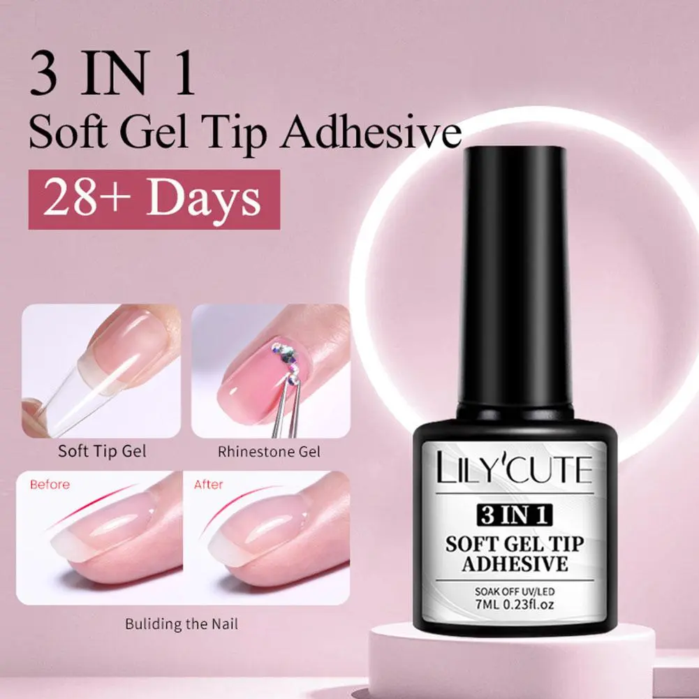 3 In 1 Soft Nail Gel False Nail Tips UV Gel Glue Nail Polish Gel Extension Nail Tips Adhesive Glue