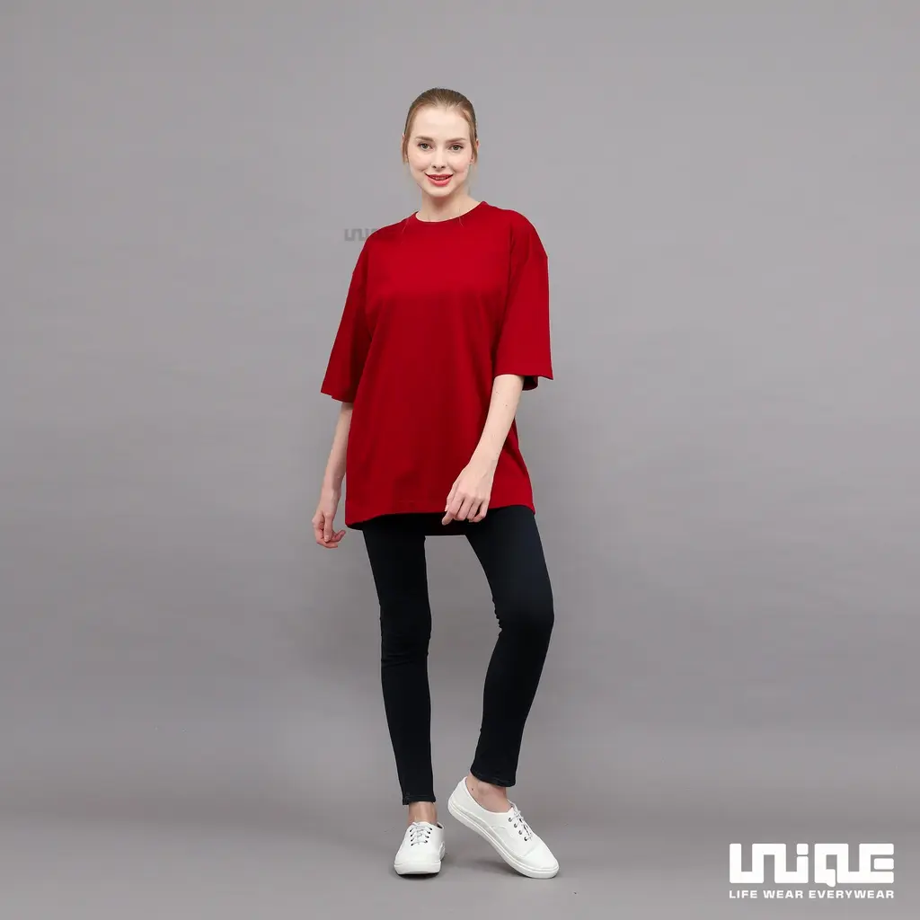 Kaos Oversize Basic Wanita Marun