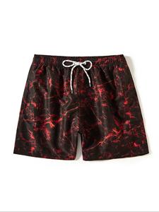 Men's All Over Print Drawstring Waist Sports Shorts, Regular Fit Casual Comfy Breathable Shorts for Summer, Men's Sportswear for Gym Workout Running