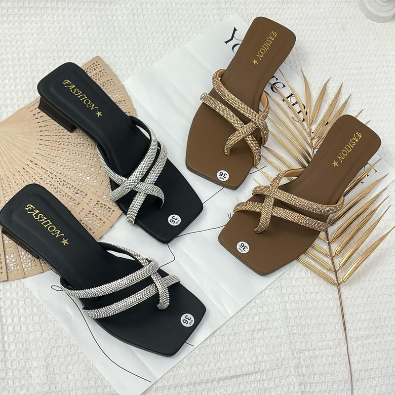 Dép XOÀN GÓT 3P Xỏ Ngón Đính Đá Xoàn Sang, Dép Đi Tiệc Nữ Women Slipper
