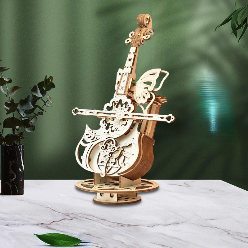 Product Introduction of Wooden Violin Design Music Box, 3D Puzzle, DIY Wooden Puzzle Kit, Creative Assembly Model, DIY Woodworking Kit for Teens & Adults 2