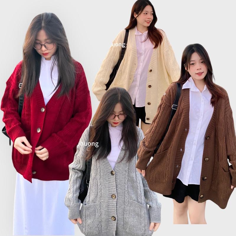 [Sỉ Lẻ Mai Phương]  Áo Khoác Len Cadigan Trơn Túi