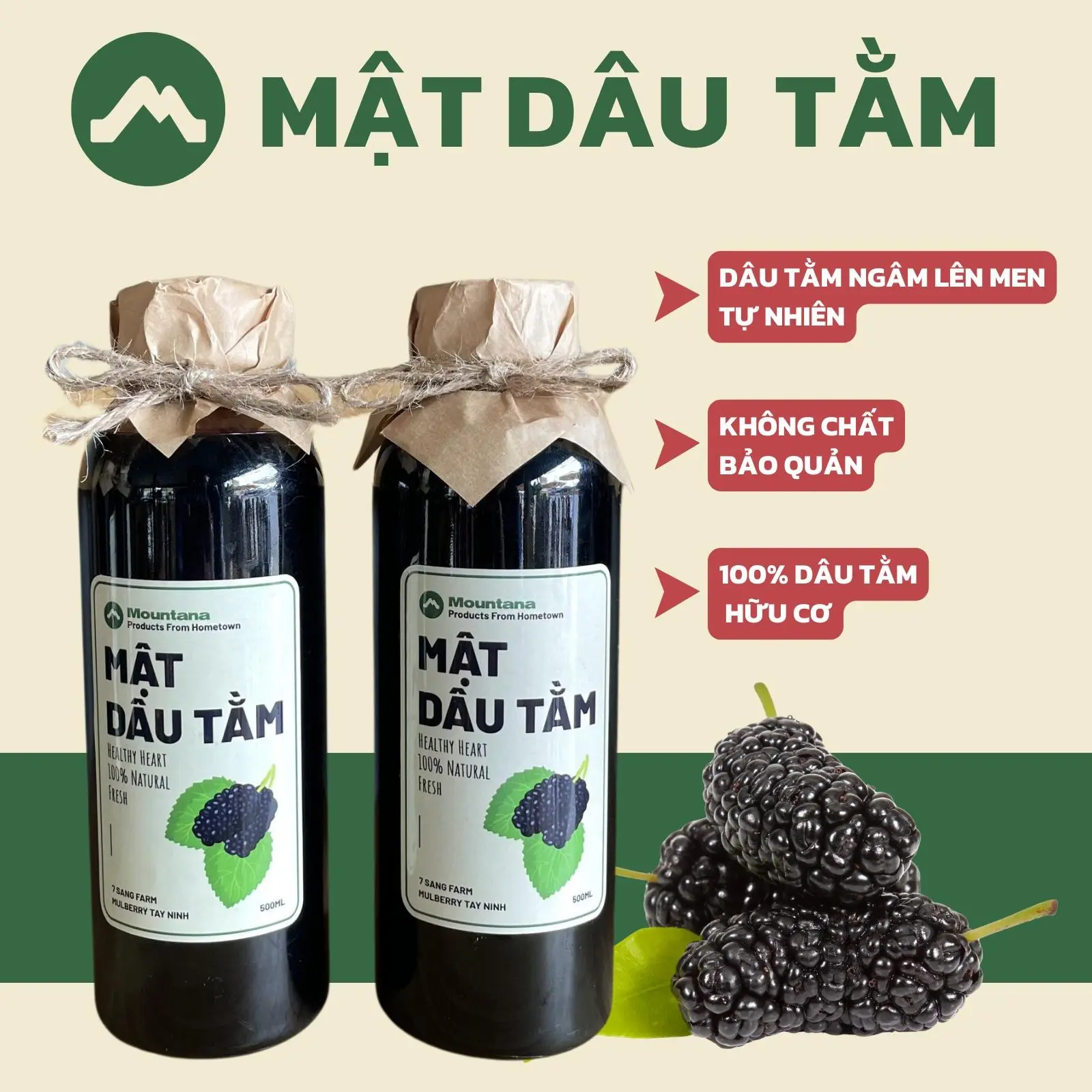 NƯỚC CỐT DÂU TẰM HỮU CƠ 500ML KHÔNG CHẤT BẢO QUẢN Chua