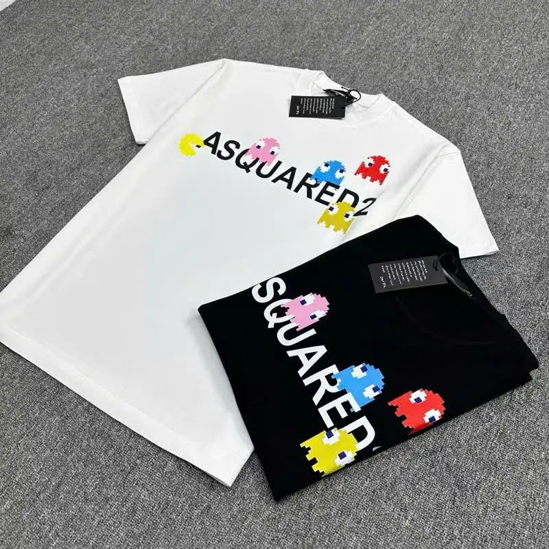 Áo Phông Dsq Pacman Nam Cổ Tròn, Chất Liệu Cotton Cao Cấp, Size S - Màu Đen/Trắng