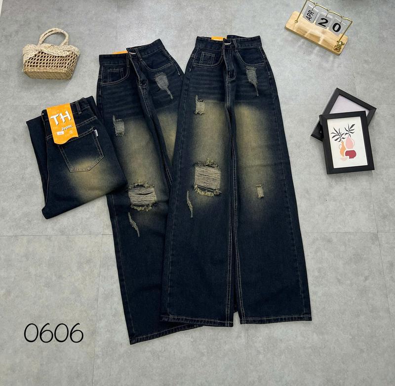 Quần jeans suông lưng cao màu mới phong cách Hàn Quốc , trẻ trung , năng Động , cá tính 2024 với quần ống rộng women. quần  bò miu 1