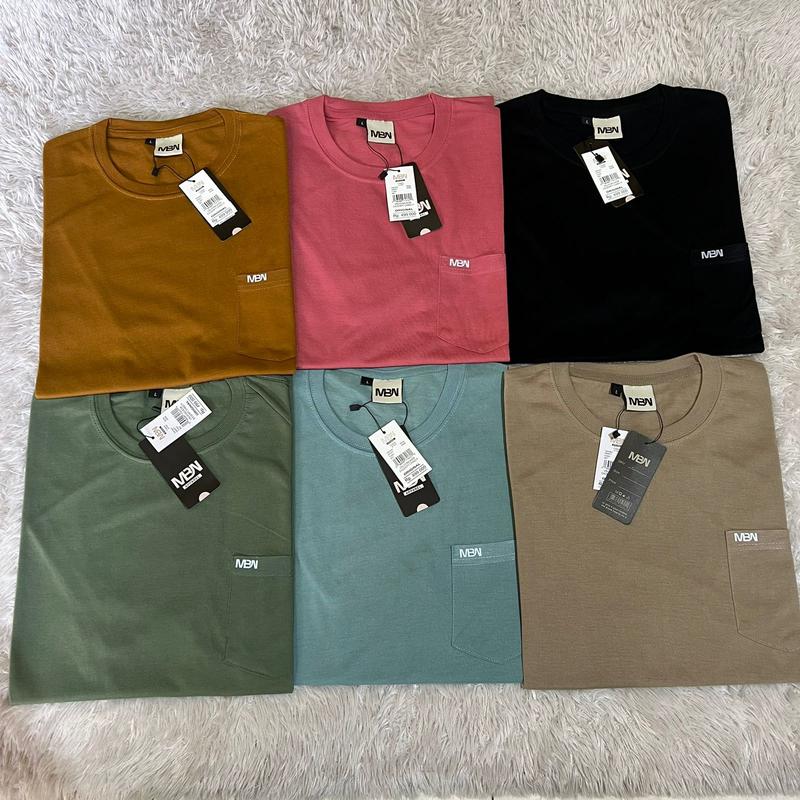 (Paket isi 4 Pcs) Kaos Pocket Saku MBN Pria Wanita Fashion Army Cream Distro Hitam Katun 6
