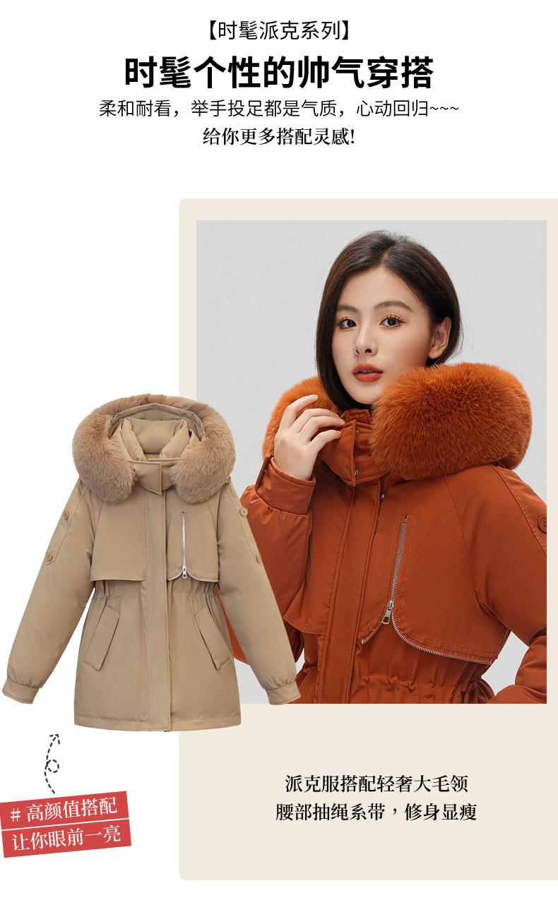 Product Introduction of Fashion Big Fur Collar down Cotton-Padded Jacket Women's Short 2023 New Winter Clothes Small Workwear Thickened Parka Cotton-Padded Jacket 3