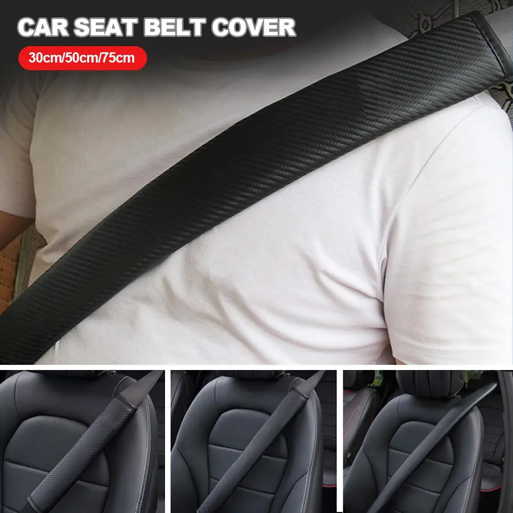 30cm/50cm/75cm Carbon Fiber Leather Car Seat Belt Shoulder Cover Seat Belt Pad Car Styling Interior Seat Belt Cover Accessories with Crystal Crown #452447