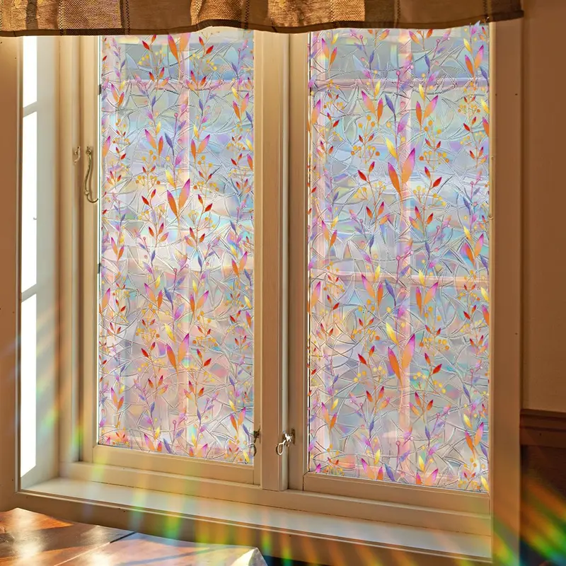 Leaf Pattern Window Sticker, 1 Roll Creative Static Window Sticker, Double Sided Visible Window Glass Decoration Sticker 4