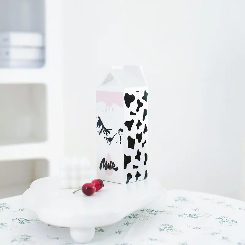 Fresh Milk Cow Pattern Ceramic Vase without Flower, 1 Count Creative Desktop Decorative Vase, Decorative Ornament for Home Living Room Bedroom Dining Room 5