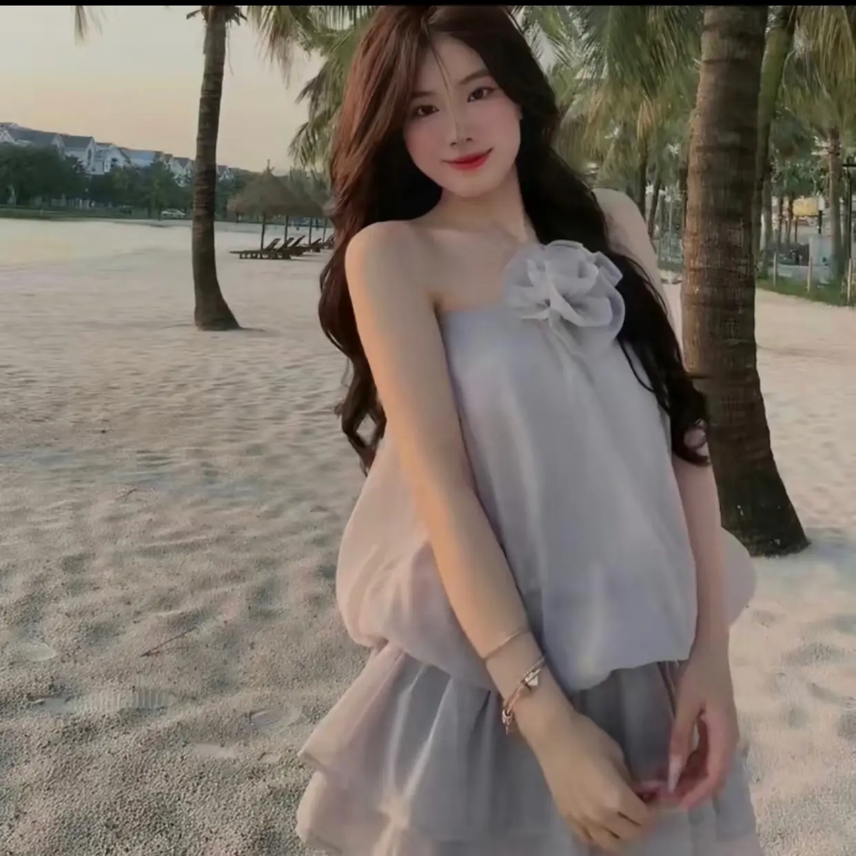 Váy bồng tiểu thư màu than lạnh ( kèm quần bảo hộ ) Nữ Women Kem Voan Voi Dress
