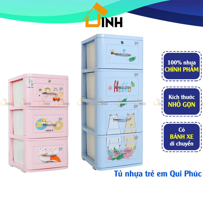 Tủ nhựa quần áo Lucky Qui Phúc, Tủ nhựa trẻ em 5 tầng, 4 tầng, 3 tầng