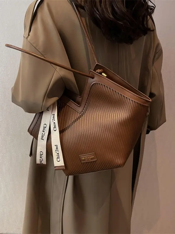 Women's Fashionable Patched Design Tote Bag, Casual Large Capacity Shoulder Bag for Daily Used, Trendy Versatile High-quality Daily Commuting Bag 8