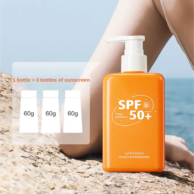 Kem Chống Nắng, SPF 50 +, 180g, Tươi Mới, Không Dầu, Không dính, Kem Chống Nắng, Chống Nắng, Chống Tia UV, Thích Hợp Cho Mặt Và Cơ Thể, Kem Chống Nắng, Làm Sáng, Chống Lóa, Phù Hợp Với Mọi Loại Da 2
