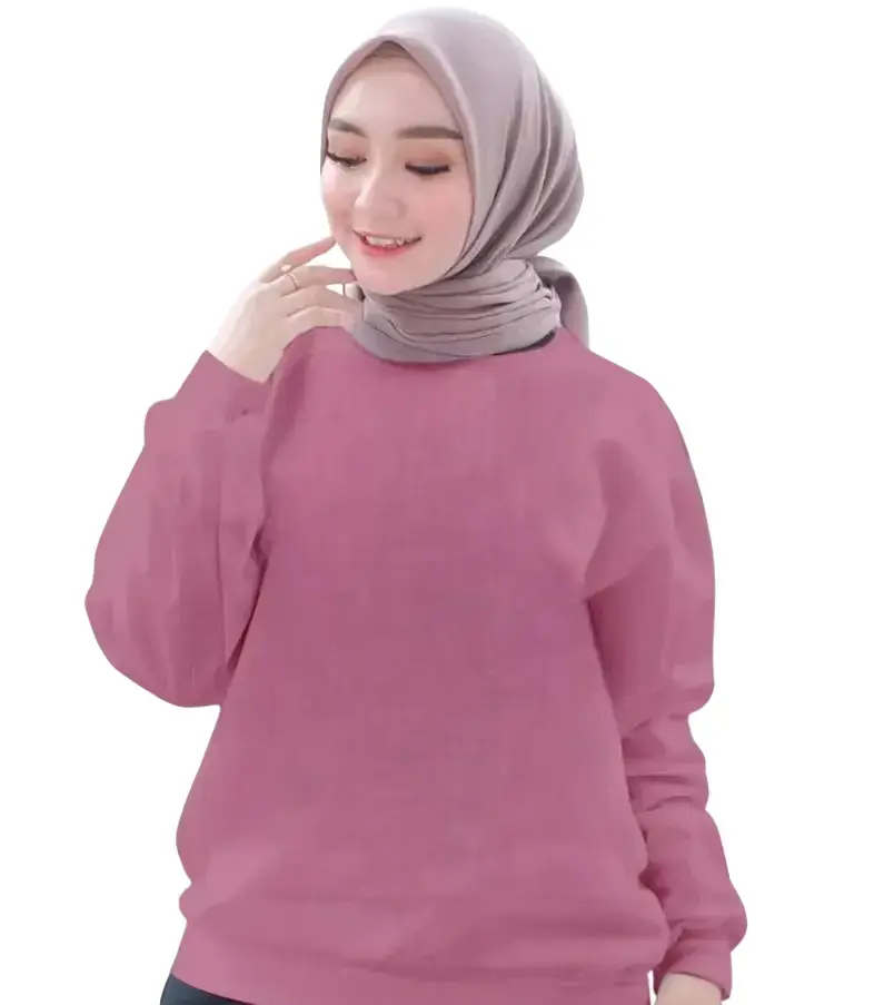 Hokky joy Sweater crewneck Unisex 2023 premium Polos sweatshirt Hijau Hitam Lembut Nyaman Wanita Basic Pink Hoodie