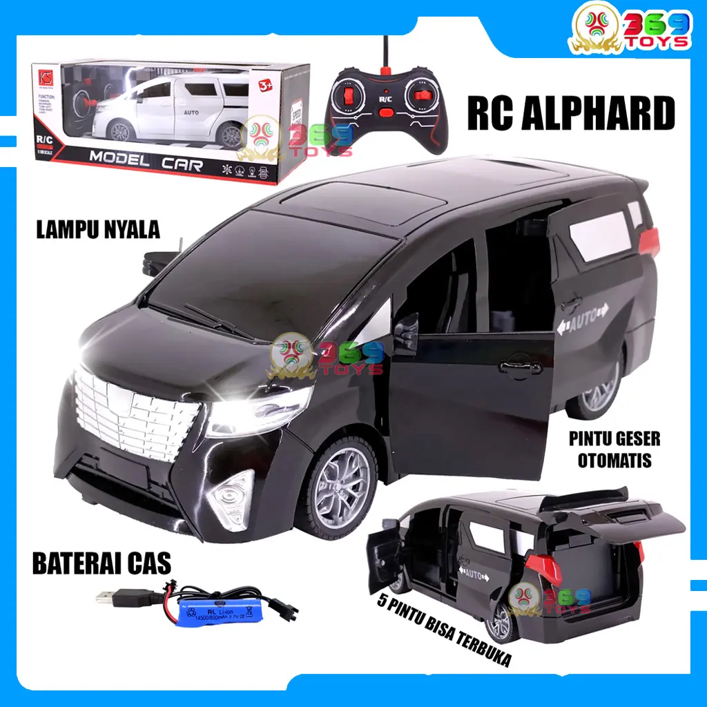 MOBIL RC ALPHARD PINTU OTOMATIS TUTUP BUKA BATERAI CHARGE