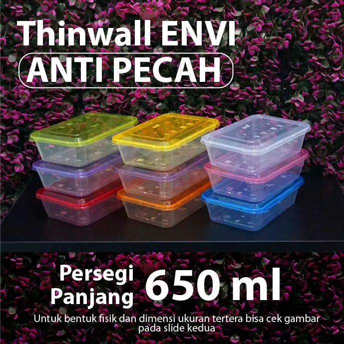 Thinwall Anti Pecah 650 ml - Thinwall ENVI - Kotak Makanan - Rectangle