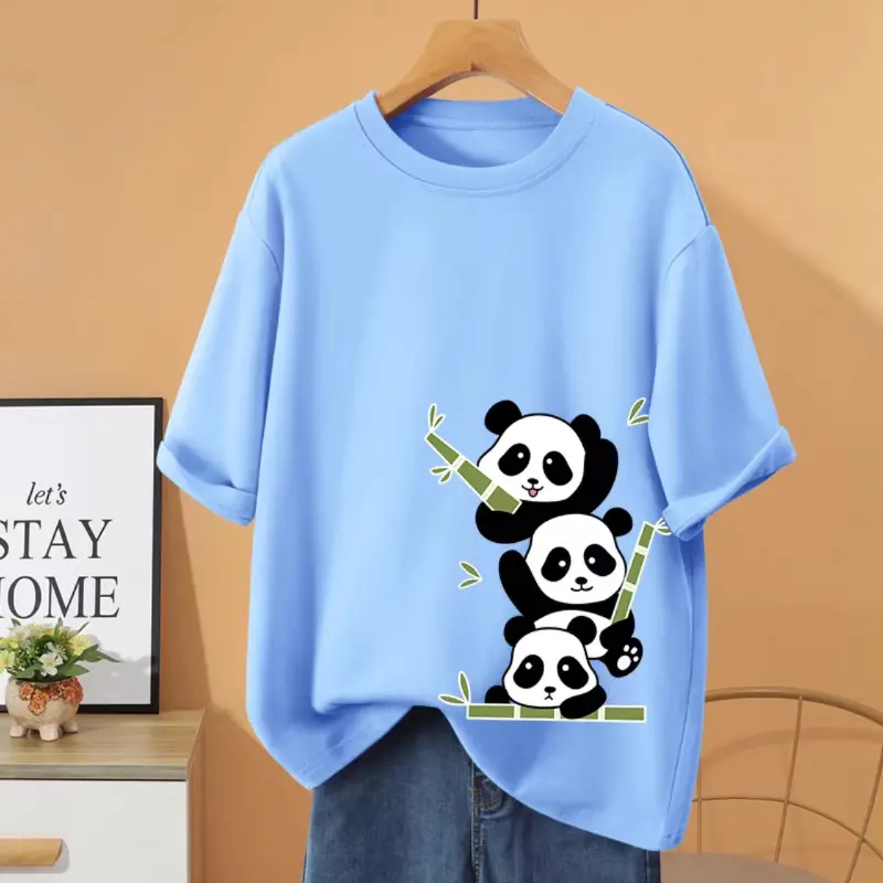 Áo thun nữ gấu trúc 060514 chất cotton phom rộng size từ 9 đến 65kg