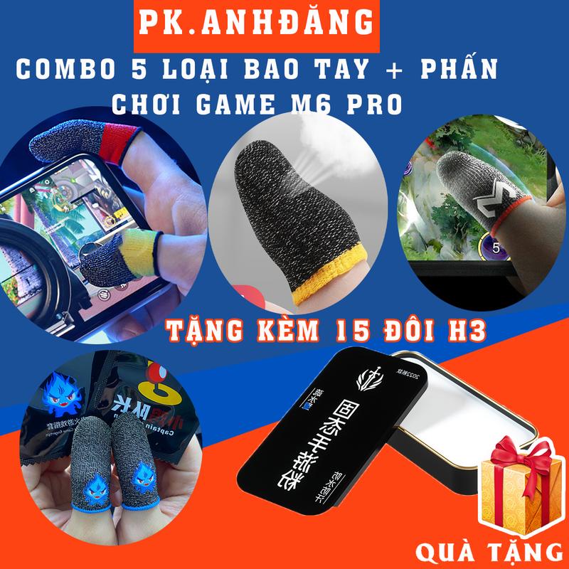 Combo Phấn Chơi Game M6 Chông Nước Kèm 5 Loại Bao Tay Chơi Game  Gt3, Sợi Bạc 24 Kim, Ghost, Tặng Kèm 15 Đôi Găng Tay H3 Chơi Điện Tử Phụ Kiện phukien game