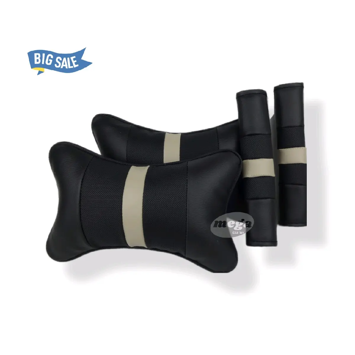 Bantal Leher mobil motif sporty ( 2pcs + 2pcs cover seat belt )