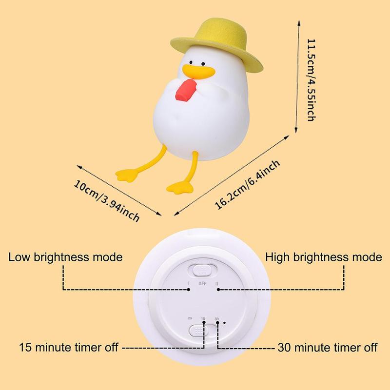 Product Introduction of Cute Duck Design Night Light, USB Rechargeable Silicone Night Light, 30 Minutes Timer & Tap Control Night Light for Kids Room Decor 1