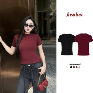 Áo thun CỔ CAO TAY LỠ cotton mịn co giãn Justdun T22