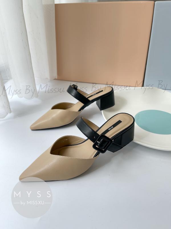 MYSS - Giày guốc sục nữ mũi nhọn phối khóa bọc 5 cm thời trang  - SU112 Shoes DéP 3