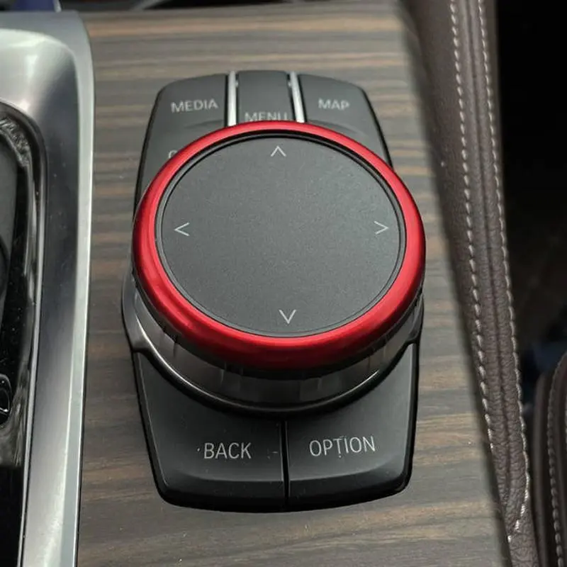 Car Multimedia Button Decoration Cover, 1 Count Aluminum Alloy Car Multimedia Button Decorative Cover, Car Interior Accessories for BMW