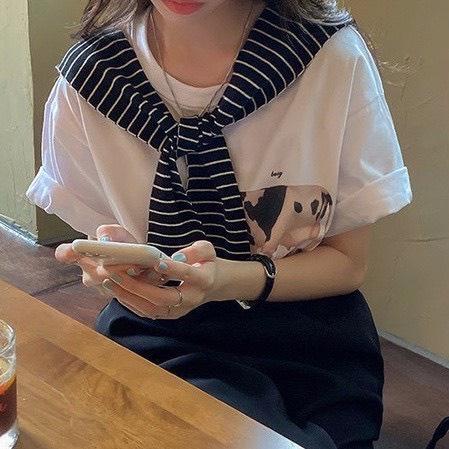 Khăn Choàng Giả Áo Kẻ Sọc Tay Áo Choàng Vai Cho Thấy Sự Năng Động Trẻ Trung Hot 2024 Ac25604 Cam Closet