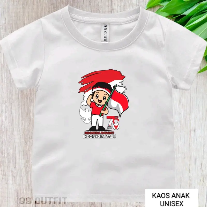 KIDS WORLD STORE Kaos Anak 1-10th Gambar HUT 78 MERDEKA/ kaos anak cowo cewe 17 AGUSTUSAN 1